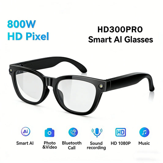 KI Smart Brille 2026 – 800W HD, Bluetooth 5.4, Wasserdicht, Übersetzung & Anti-Blaulicht