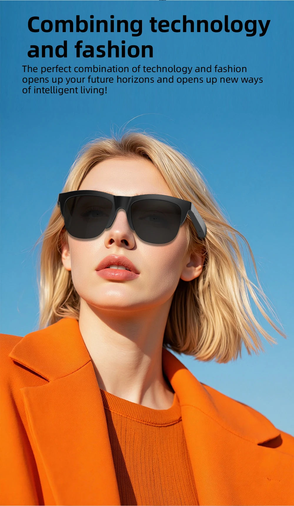 Bluetooth Audio Brille F02 – Open-Ear Lautsprecher & Touch Steuerung