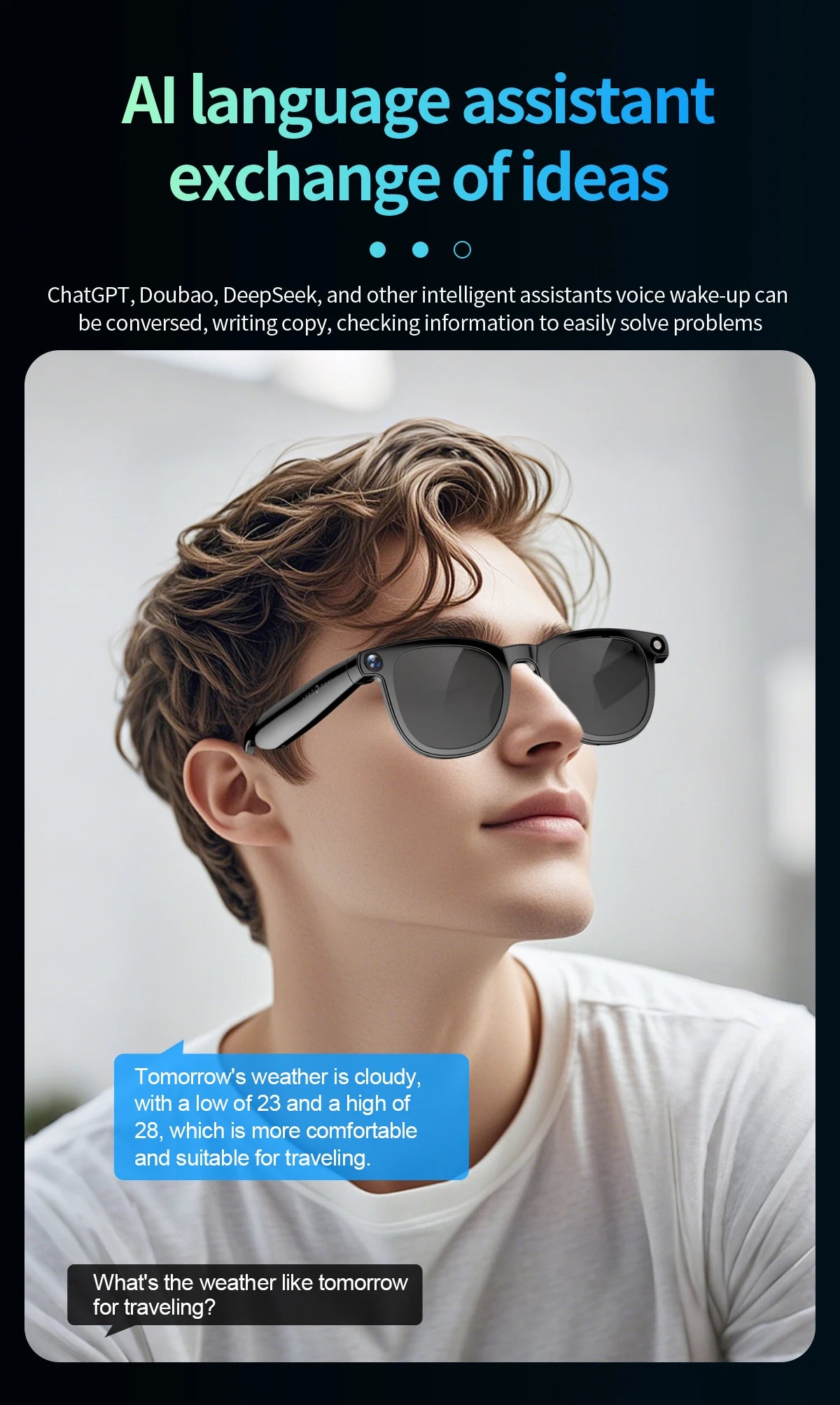 KI Smart Brille 2026 – 800W HD Kamera, KI-Bilderkennung, KI-Konversation & Übersetzung