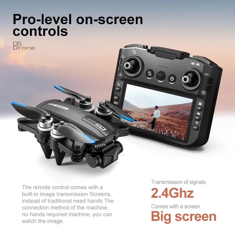 D5 Drohne – 4K Dual-Kamera, 4-seitige Hinderniserkennung, Display-Fernbedienung