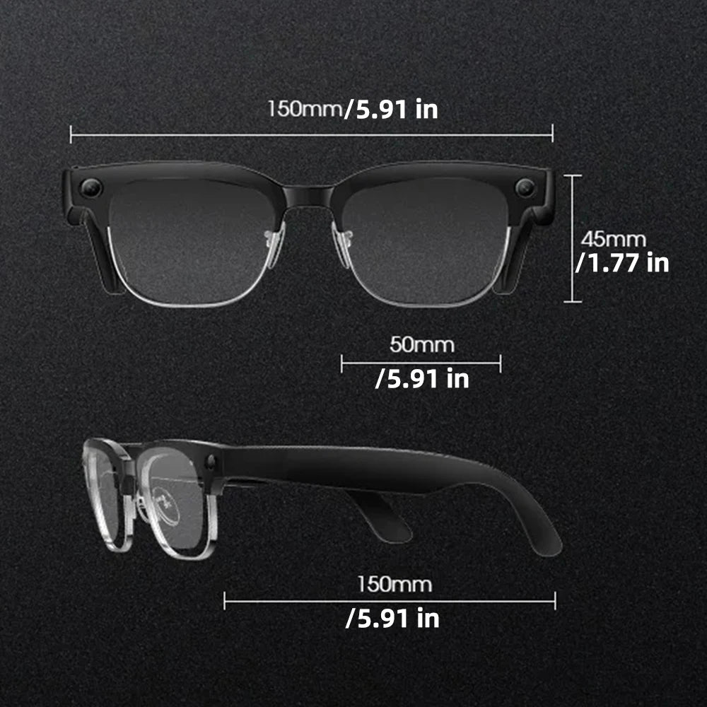 KI Smart Brille 2026 – 8MP HD Kamera, WiFi-Übertragung, Foto-Erkennung & BT Anruf