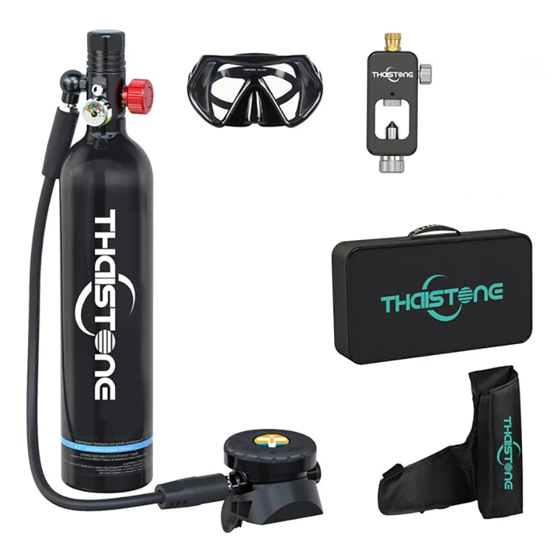 THAISTONE 1L Scuba Tauchflasche – 15–25 Min. Tauchzeit mit Adapter & Profi-Ausrüstung