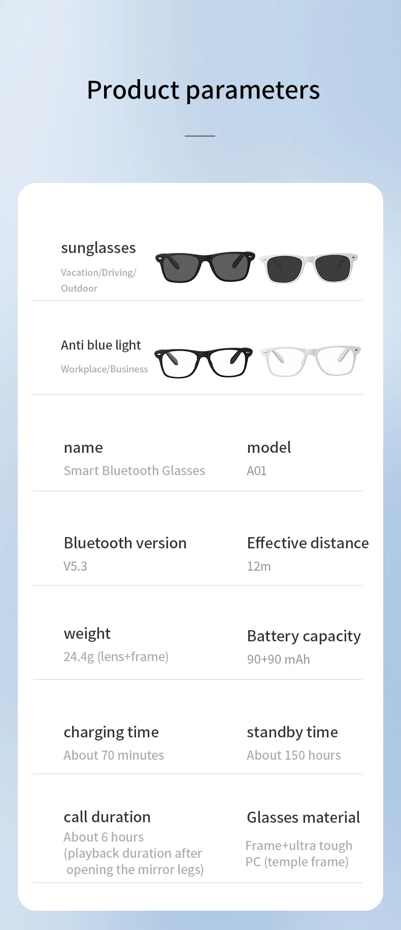 AI Smart Glasses – Bluetooth, KI-Übersetzung, UV-Schutz & Fernauslöser