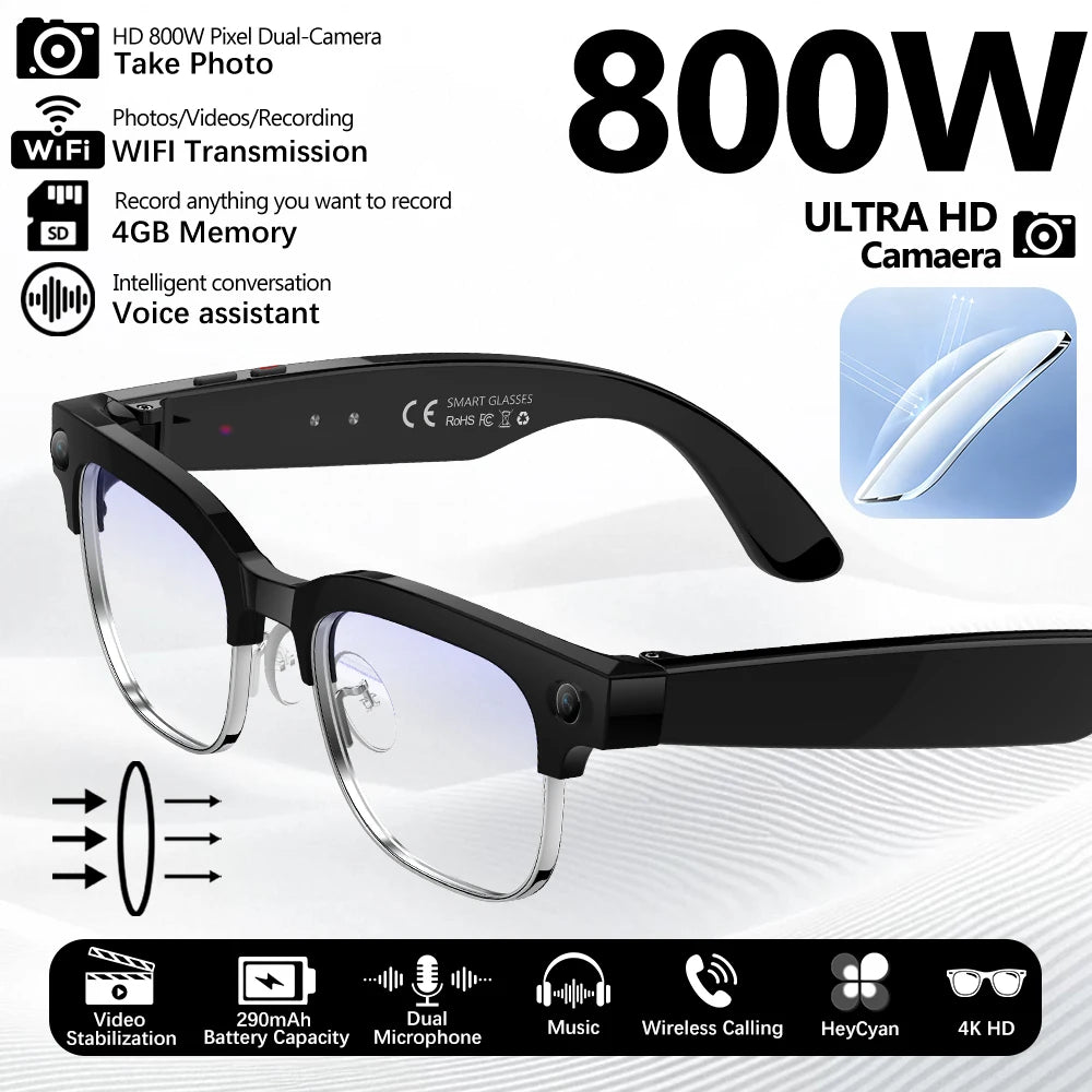 2026 Smart-Brille 800W Ultra-Wide – 4K Video, KI-Bilderkennung, Bluetooth & Übersetzung