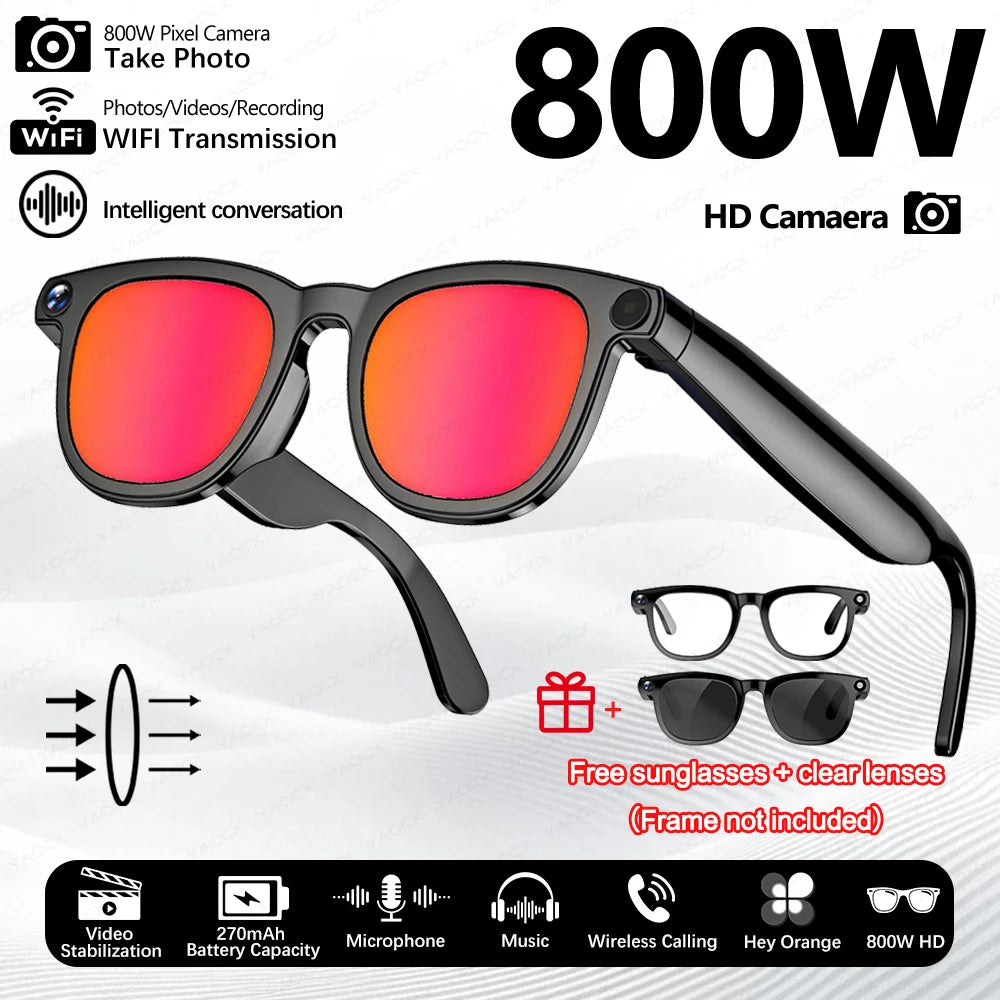 KI Smart Brille 2026 – 800W HD Kamera, KI-Bilderkennung, KI-Konversation & Übersetzung