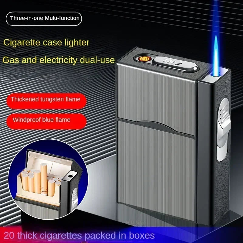 3-in-1-Zigarettenetui für 20 Zigaretten mit Gas- und USB-Feuerzeug – Produktbild 1