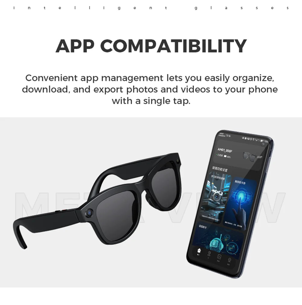 KI Smart Brille 8MP – Anti-Shake HD Video, KI-Chat, Übersetzung & Open-Ear Headset