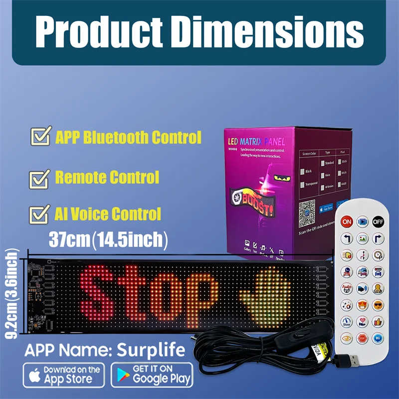 Flexibles LED-Matrix-Panel mit App-Steuerung und USB