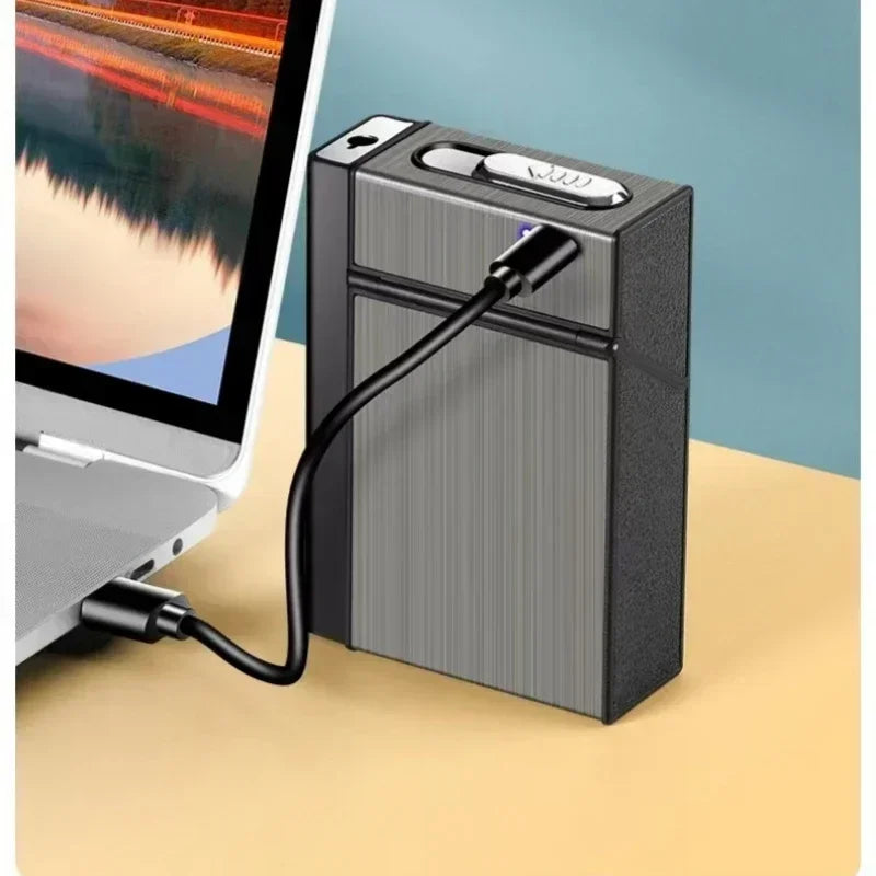 3-in-1-Zigarettenetui für 20 Zigaretten mit Gas- und USB-Feuerzeug – Produktbild 6