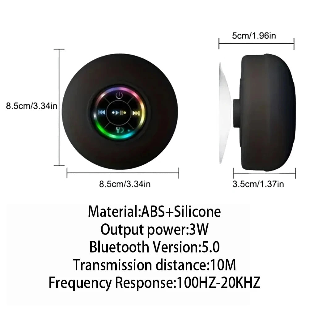 Bluetooth Lautsprecher – Wasserdicht IPX4, LED Licht & Saugnapf für Outdoor & Bad
