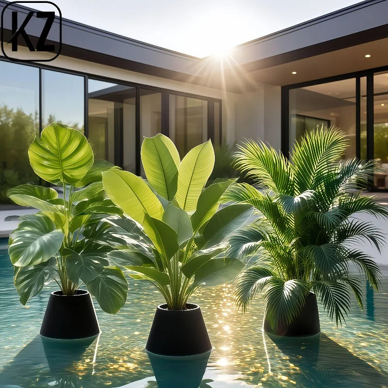 Künstliche Pflanzen Set 3er – Monstera, Palme & Bananenbaum für Deko