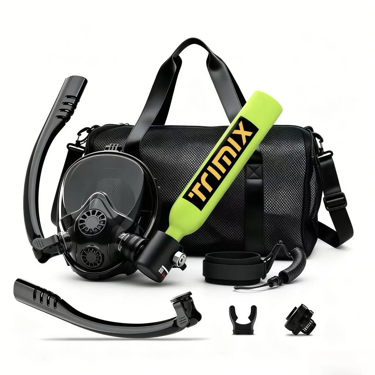 TRIMIX Mini Scuba Tank Set 0,5L – Mit Maske & Tasche, 10 Min Atemzeit für Schnorcheln & Tauchen