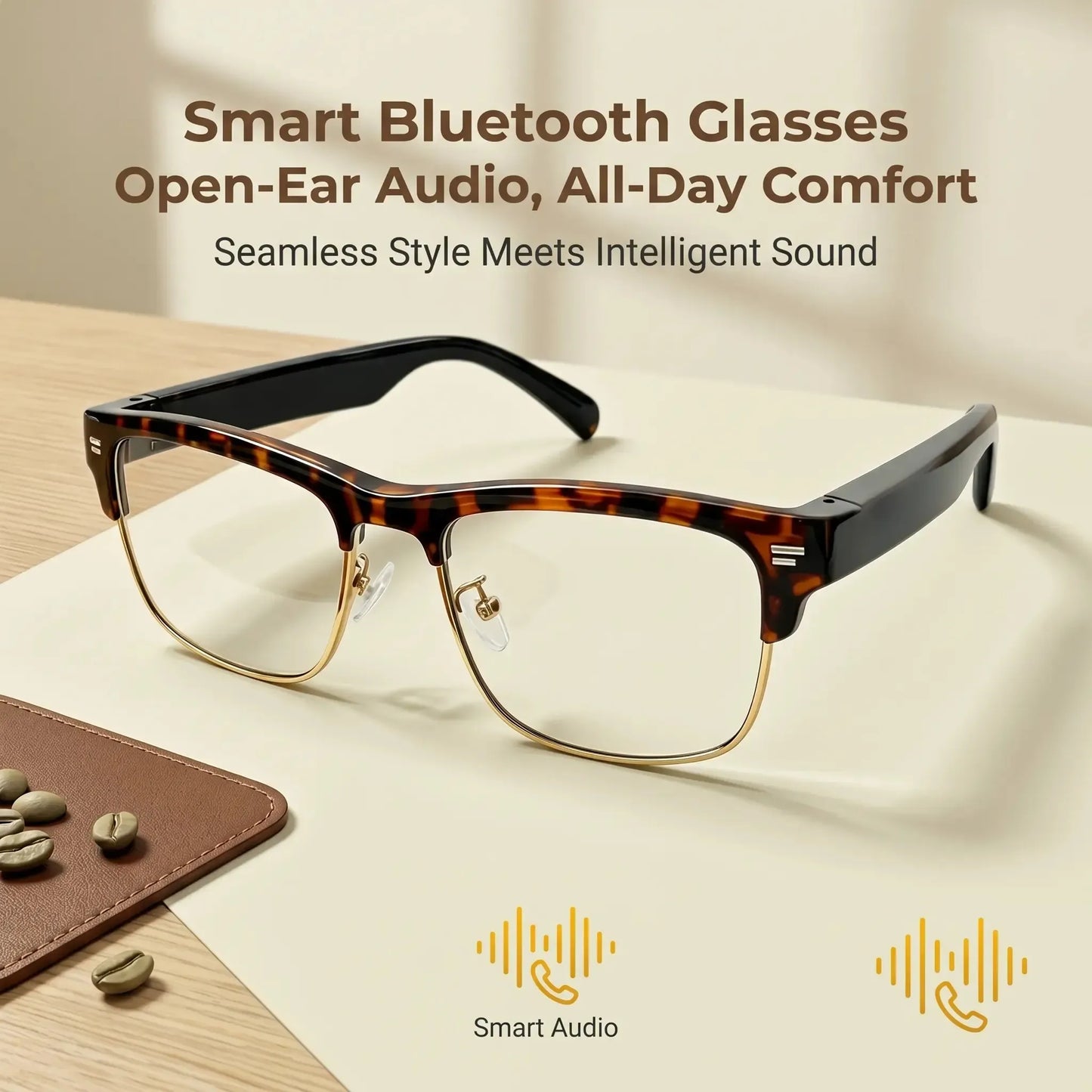 Smart Brille – Ultraleicht, Open-Ear Lautsprecher, Polarisierte Gläser, Bluetooth