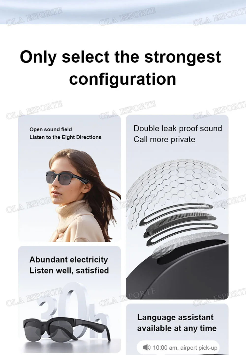 Smart Audio Brille – Bluetooth 5.3, Übersetzung in 144 Sprachen & 6h Akku