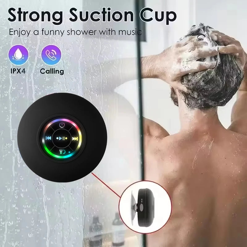 Bluetooth Lautsprecher – Wasserdicht IPX4, LED Licht & Saugnapf für Outdoor & Bad