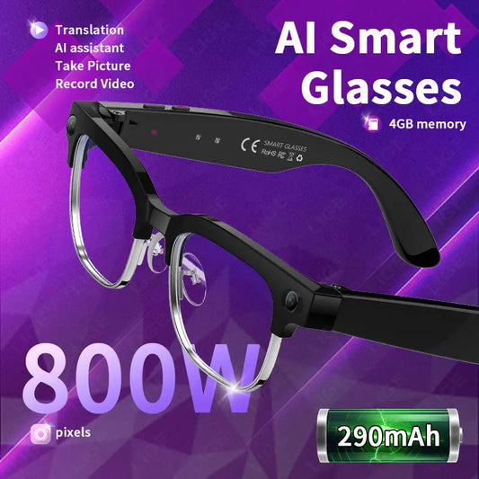 KI Smart Brille – 8MP Kamera, IP66 Wasserdicht, 290mAh, Übersetzung & Bluetooth