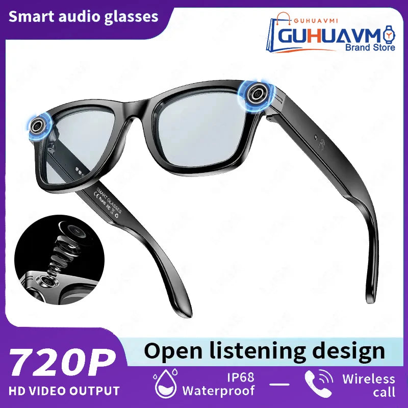 KI Smart Brille 8MP – 1080P HD Video, 100+ Sprachen Übersetzung, Bluetooth & Sonnenbrille