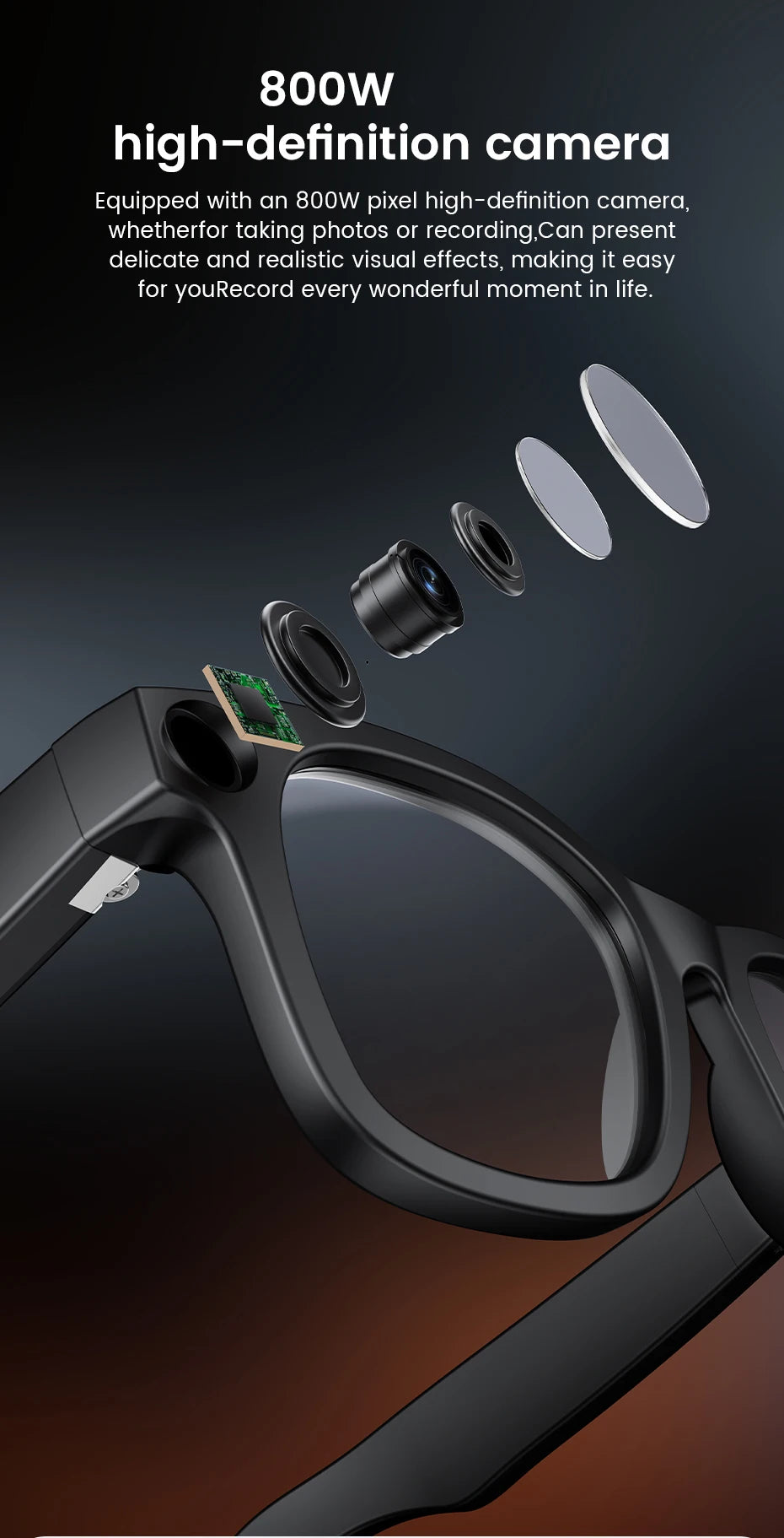 Smart Glasses HD E02 – 8MP Kamera, KI-Übersetzung, WLAN & Bluetooth