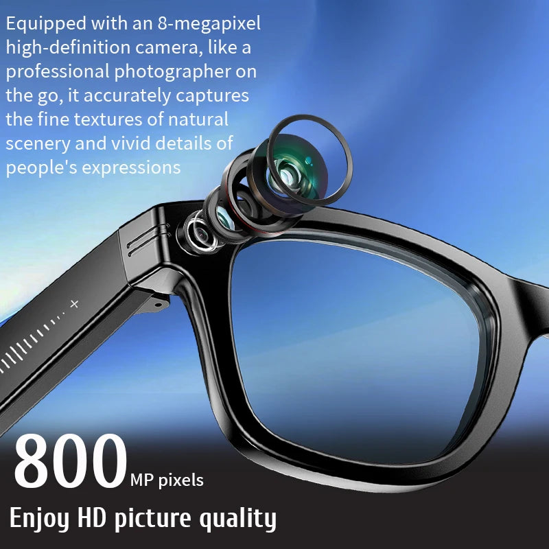 2026 Smart Brille 800W KI-Kamera – KI-Bilderkennung, Anrufe, Sprachassistent & Übersetzung