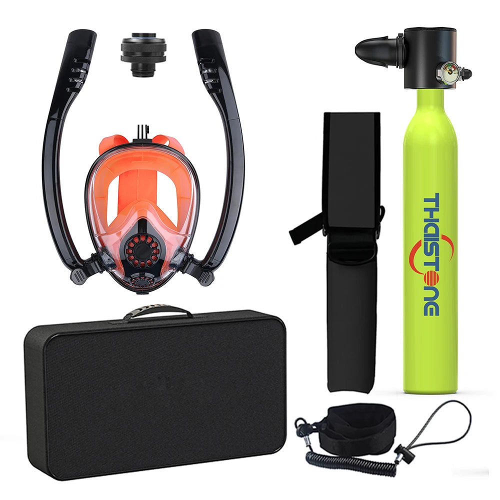 Tauchset mit Vollgesichtsmaske – 0,5 L Mini Scuba Tank & Schnorchelmaske
