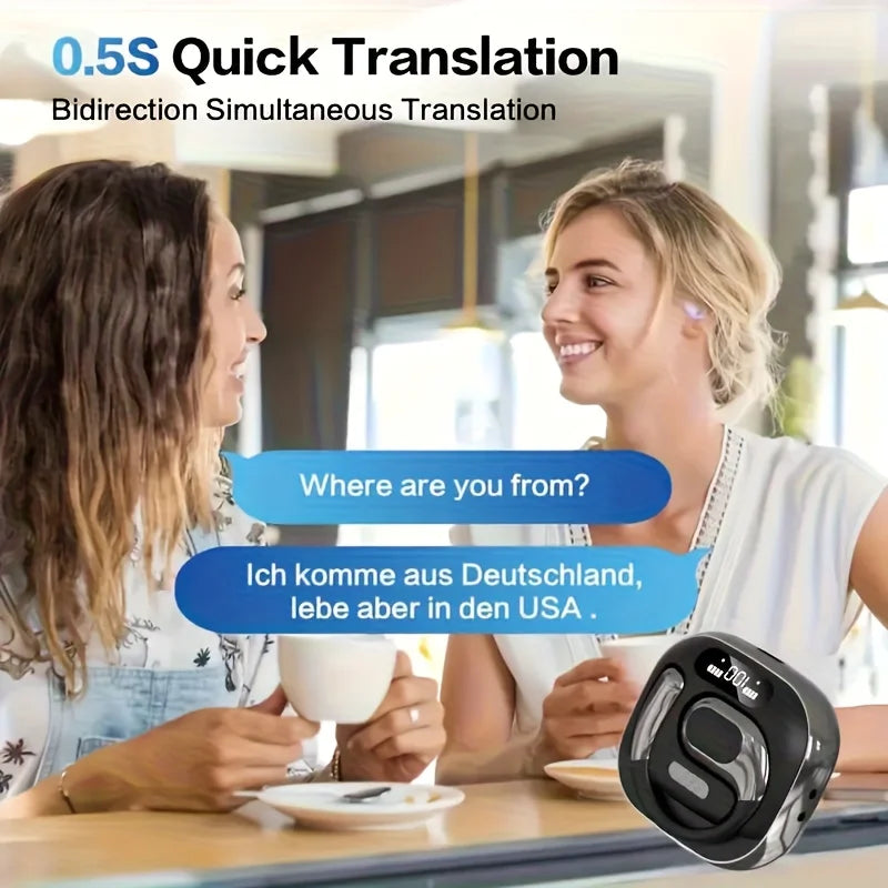 Übersetzer Earbuds 144 Sprachen – KI Echtzeit-Übersetzung, kabellose Bluetooth Kopfhörer für Business & Reisen