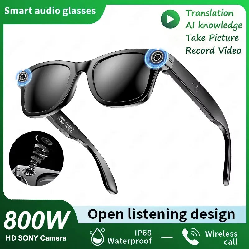 KI Smart Brille IP67 – Bluetooth, Kamera, KI-Übersetzung & Noise Cancelling