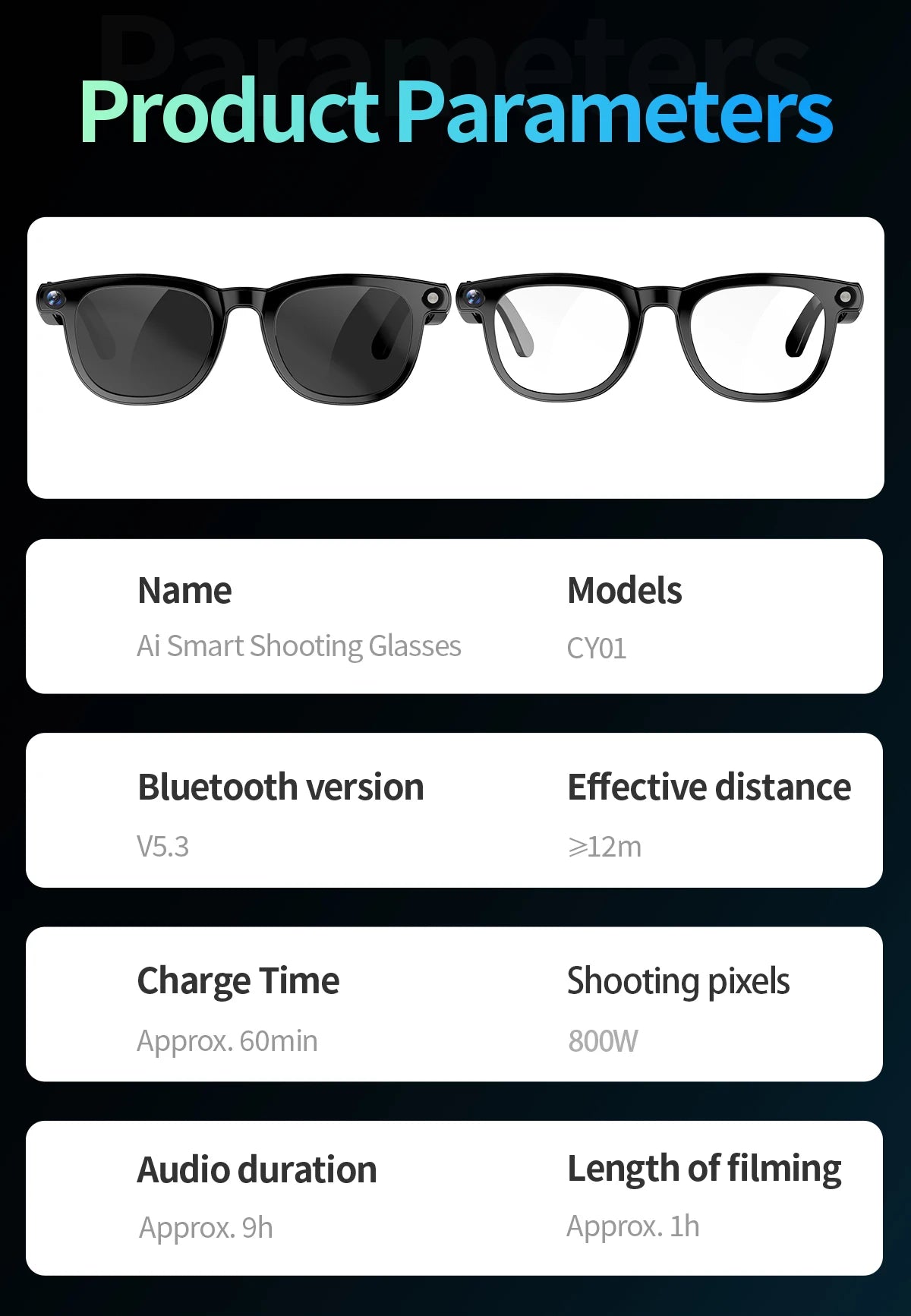 KI Smart Brille 2026 – 800W HD Kamera, KI-Bilderkennung, KI-Konversation & Übersetzung