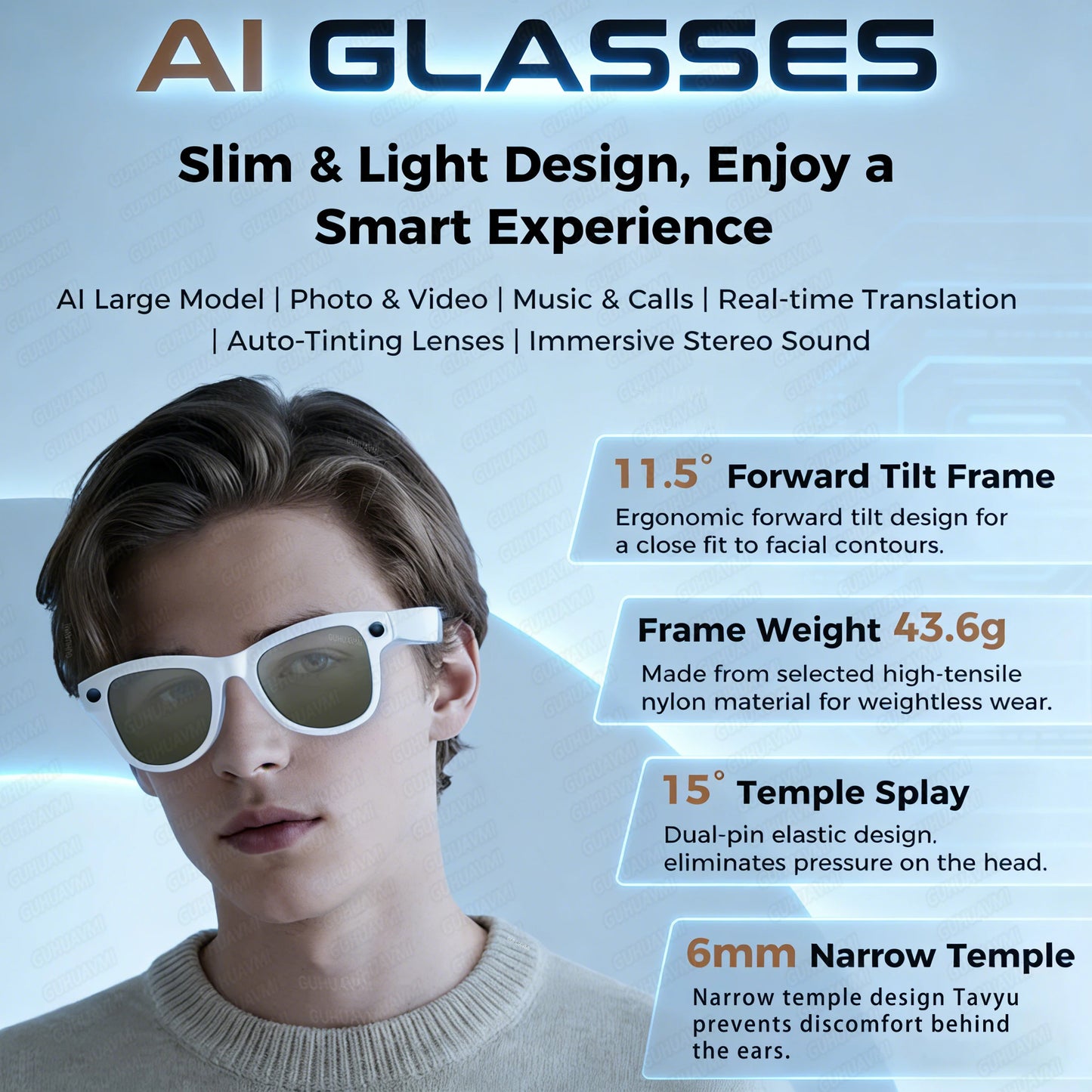 KI Smart Brille 2026 – 4K Kamera, 3600mAh Powerbank, 32GB, ChatGPT & 120+ Sprachen