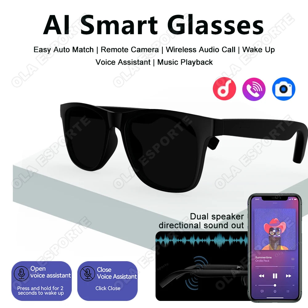 AI Smart Sonnenbrille 2026 – Bluetooth, Musik, Anrufe & Sprachsteuerung