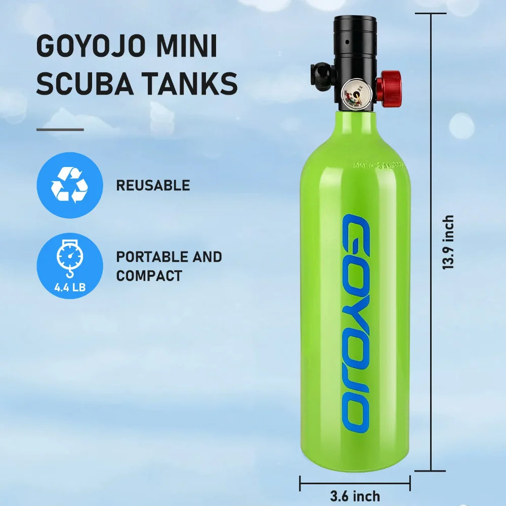 1L Mini Scuba Tank mit Tauchermaske – DOT-zertifiziert, 15 Min. Tauchzeit