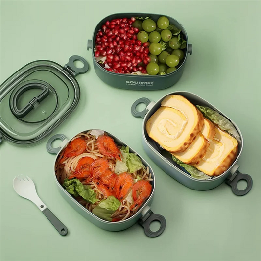 Bento Lunchbox 3-stöckig – Auslaufsicher, Mikrowellengeeignet & Besteck inklusive