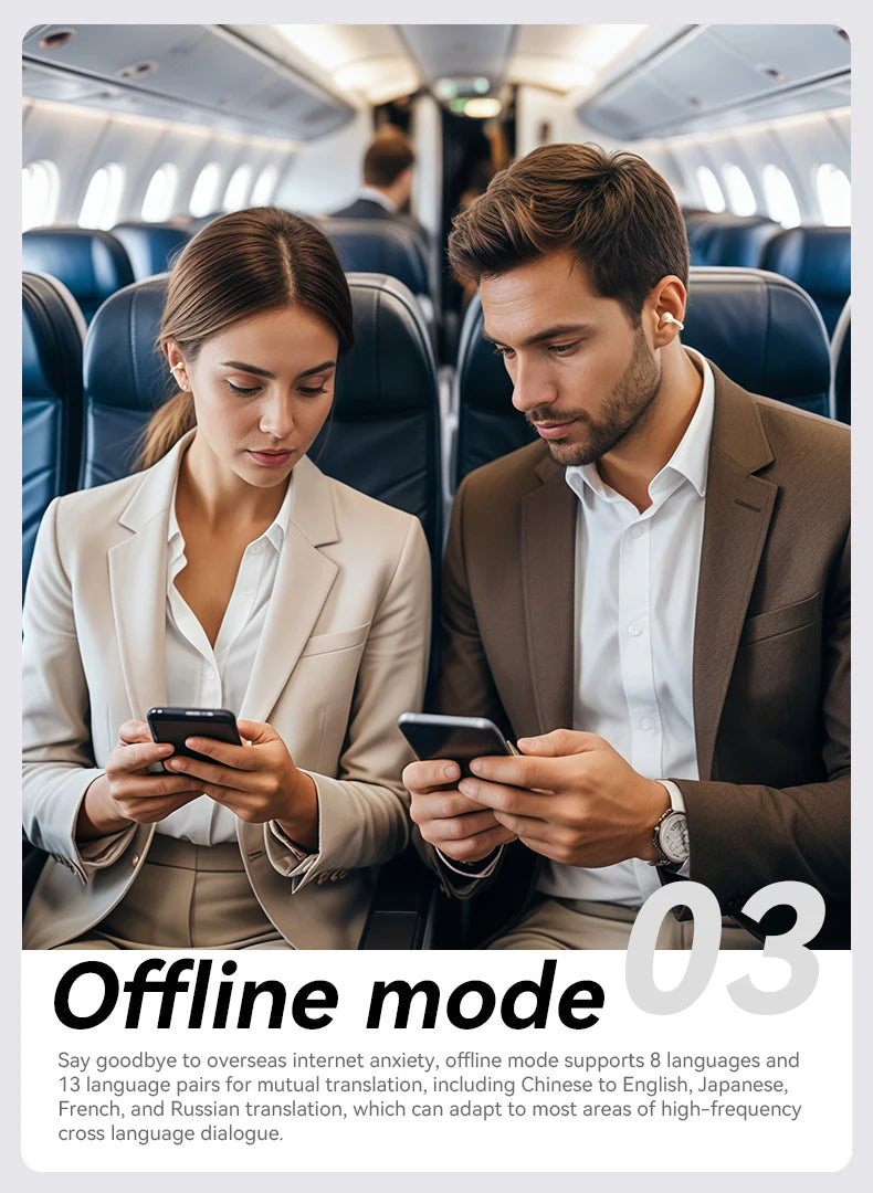 AI Übersetzer Ohrhörer – 144 Sprachen, Bluetooth 5.4 & Touchscreen für Business & Reisen