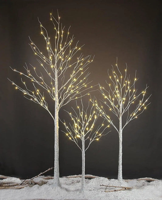 Künstlicher Birkenbaum mit Licht – LED Deko Baum für Weihnachten & Events