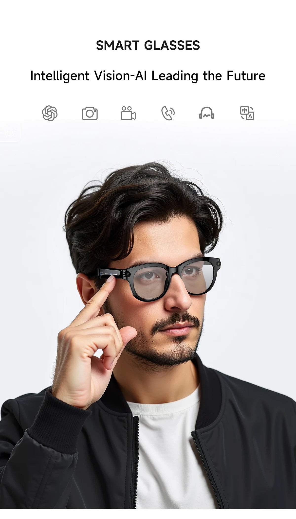 KI Smart Brille – Bilderkennung, KI-Sprachassistent, Musiksteuerung & TYPE-C Schnellladung