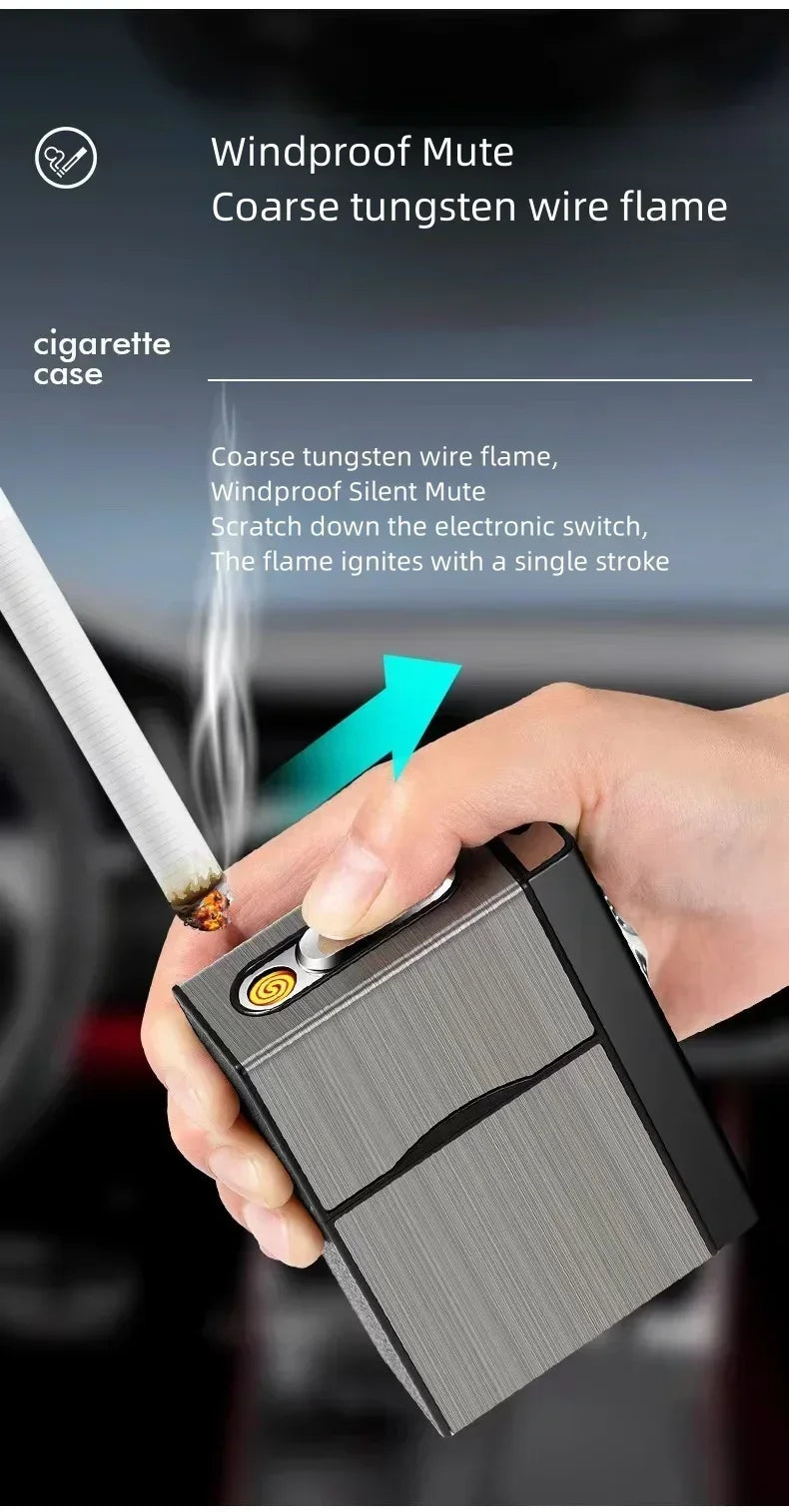 3-in-1-Zigarettenetui für 20 Zigaretten mit Gas- und USB-Feuerzeug – Produktbild 11