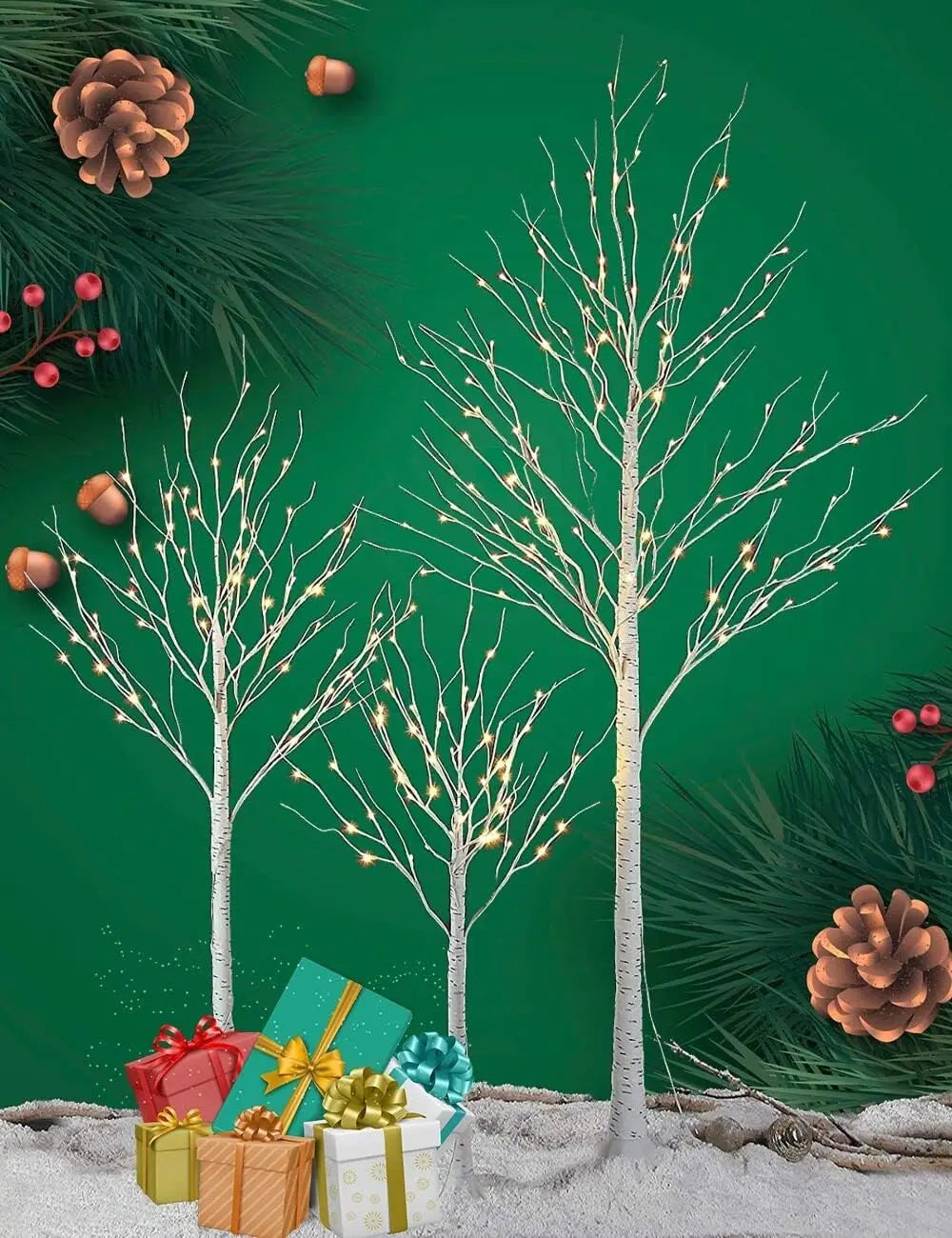 Künstlicher Birkenbaum mit Licht – LED Deko Baum für Weihnachten & Events