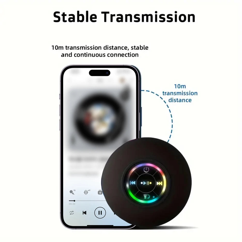 Bluetooth Lautsprecher – Wasserdicht IPX4, LED Licht & Saugnapf für Outdoor & Bad