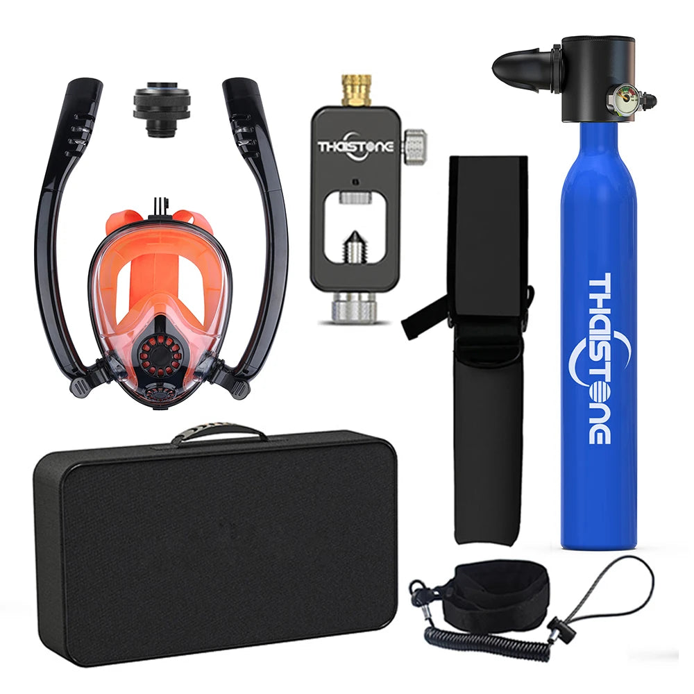 Tauchset mit Vollgesichtsmaske – 0,5 L Mini Scuba Tank & Schnorchelmaske