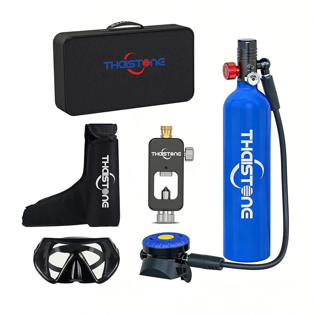 THAISTONE 1L Scuba Tauchflasche – 15–25 Min. Tauchzeit mit Adapter & Profi-Ausrüstung