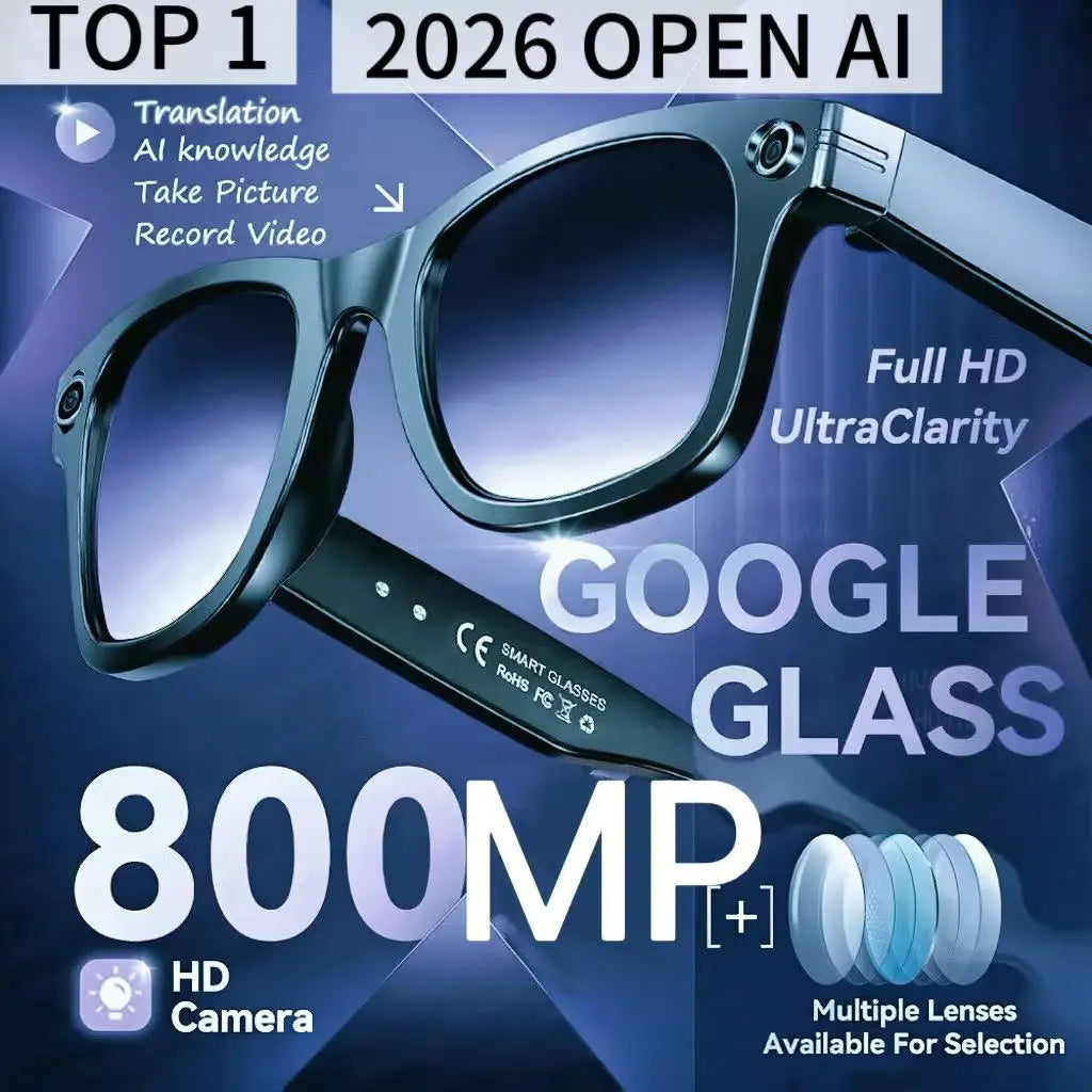 2026 KI Smart-Brille 8MP – 100+ Sprachen Übersetzung, Bluetooth, Musik & Video