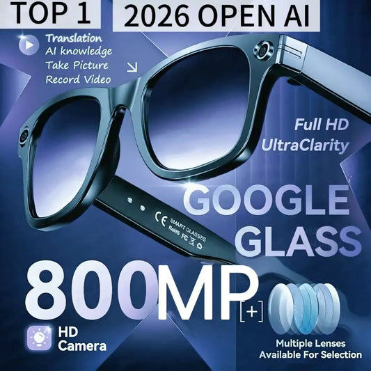 2026 KI Smart-Brille 8MP – 100+ Sprachen Übersetzung, Bluetooth, Musik & Video