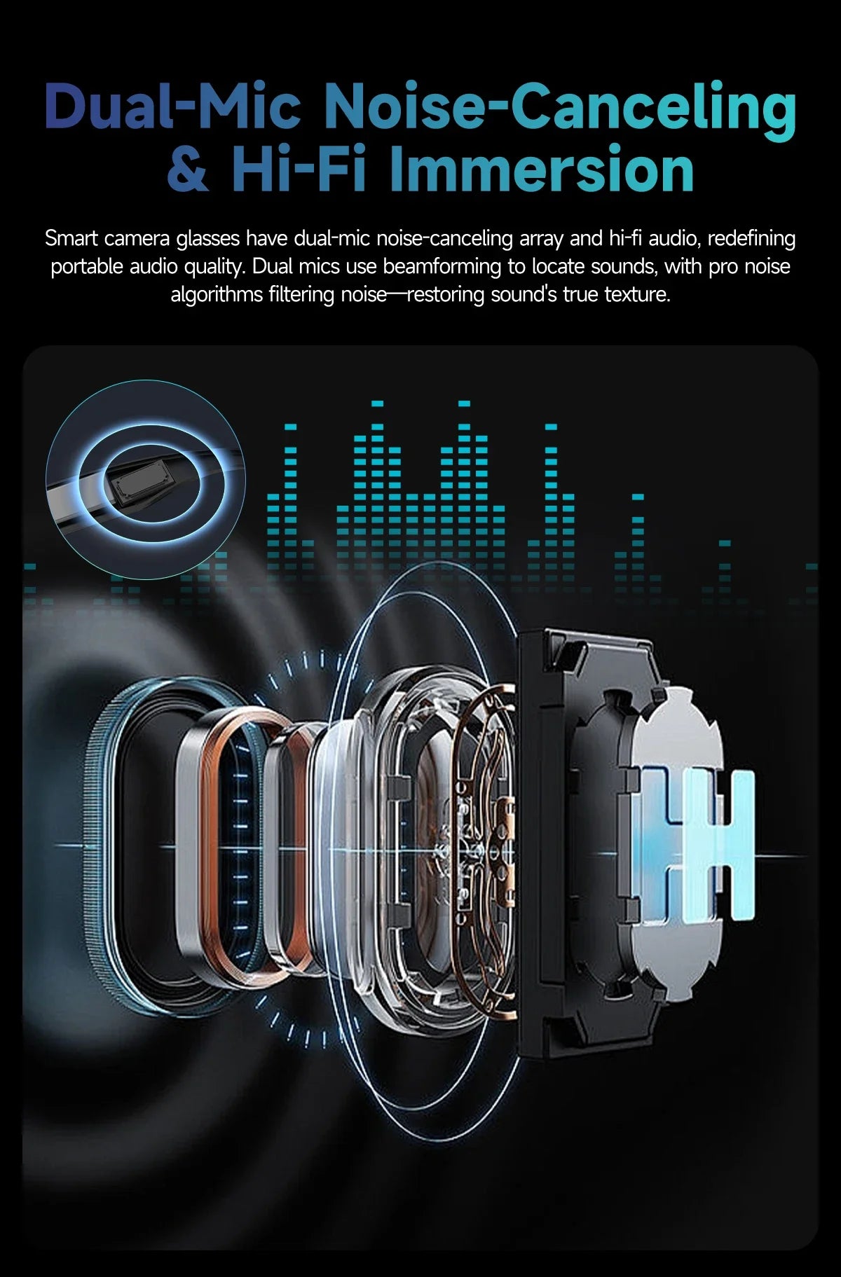 2026 KI Smart-Brille 8MP – 100+ Sprachen Übersetzung, Bluetooth, Musik & Video