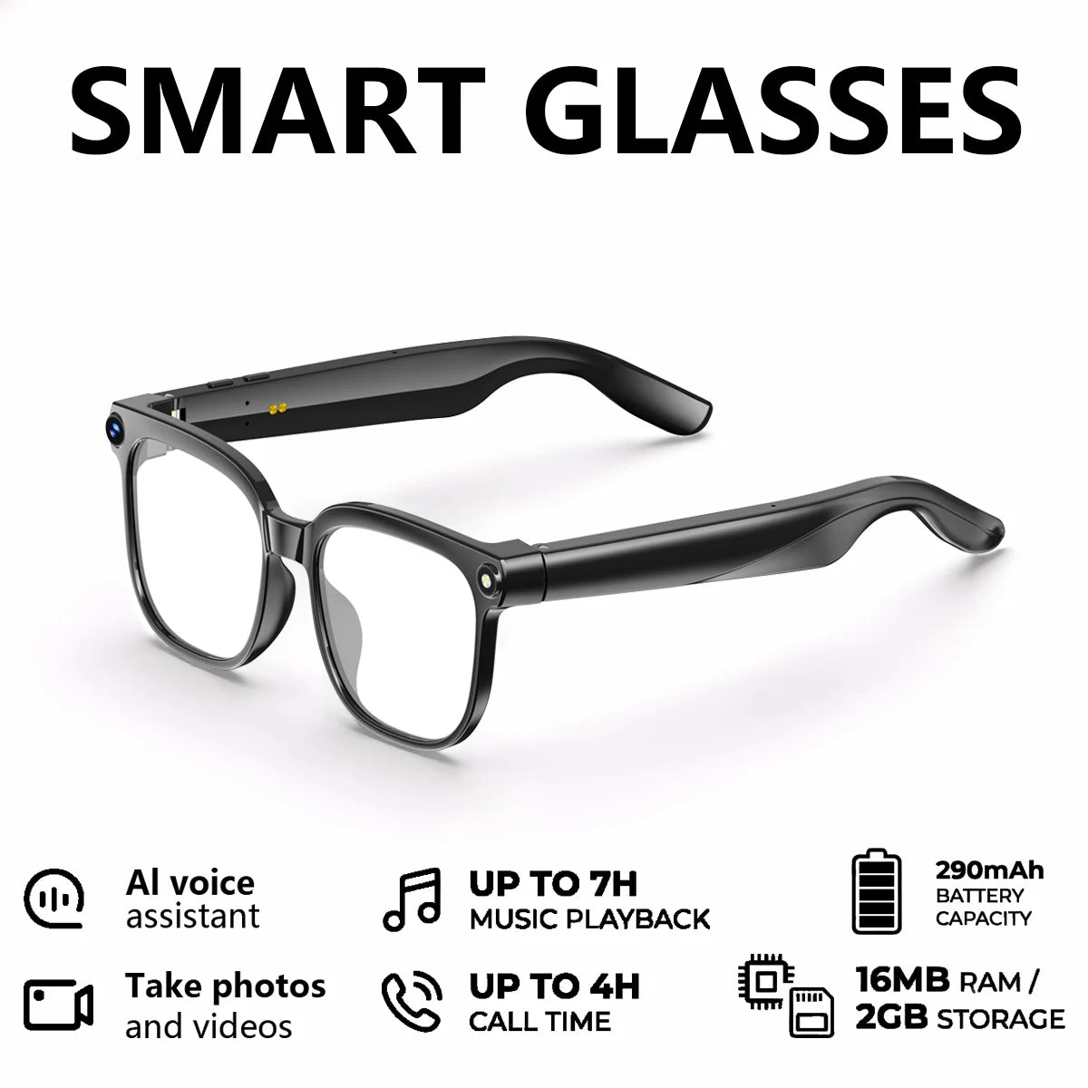 AI Smart Glasses 2026 – 1080P Kamera, WLAN, Übersetzung & Sprachassistent