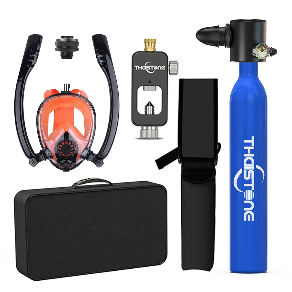 Tauchset mit Vollgesichtsmaske – 0,5 L Mini Scuba Tank & Schnorchelmaske