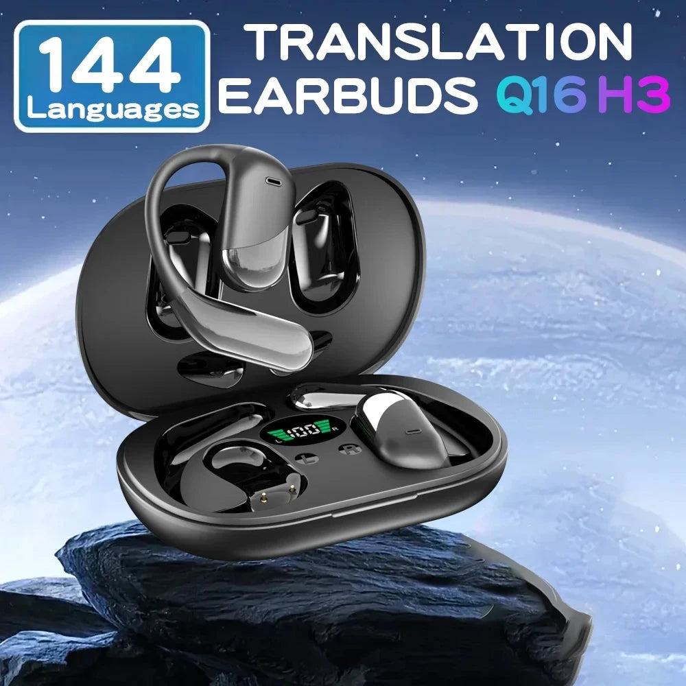 MONSTER Q16Pro KI Übersetzer-Ohrhörer – 144 Sprachen, OWS Open-Ear, 60h Akku, Bluetooth 5.4