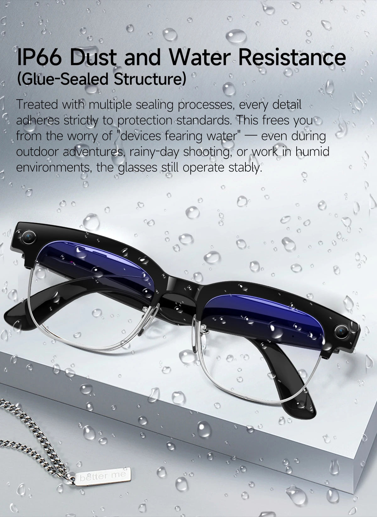 KI Smart Brille W630 – 800W Dual-Kamera, 120+ Sprachen, IP66, Farbwechsel