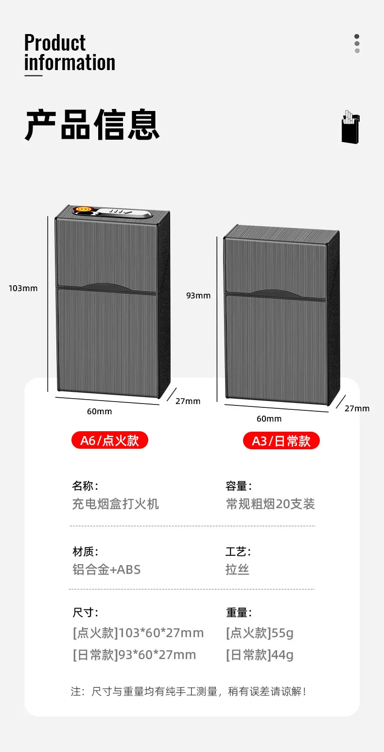 USB-Zigarettenetui für 20 Zigaretten mit Wolframdraht-Zündung – Produktbild 16