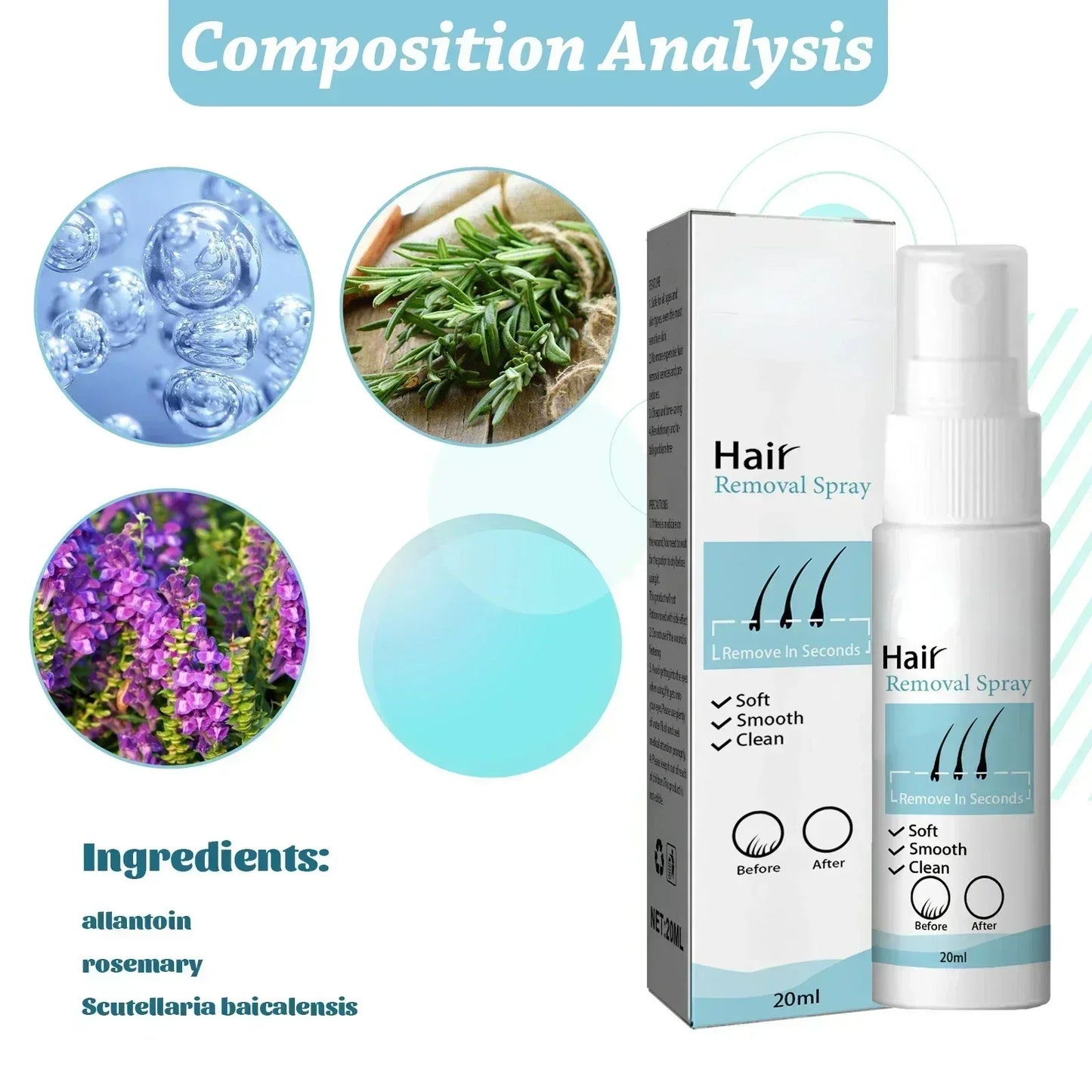Schmerzloses Haarentfernungs-Spray – Sanfte Pflanzliche Formel für Achseln & Körper