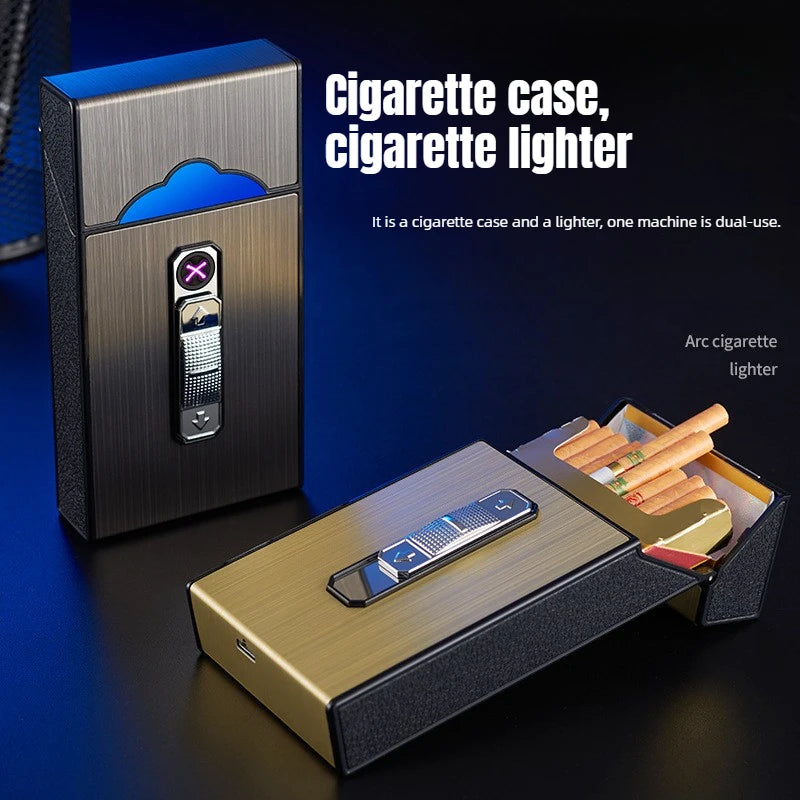 B05 USB-Zigarettenetui für 20 Zigaretten mit Dual-Lichtbogen-Feuerzeug – Produktbild 1