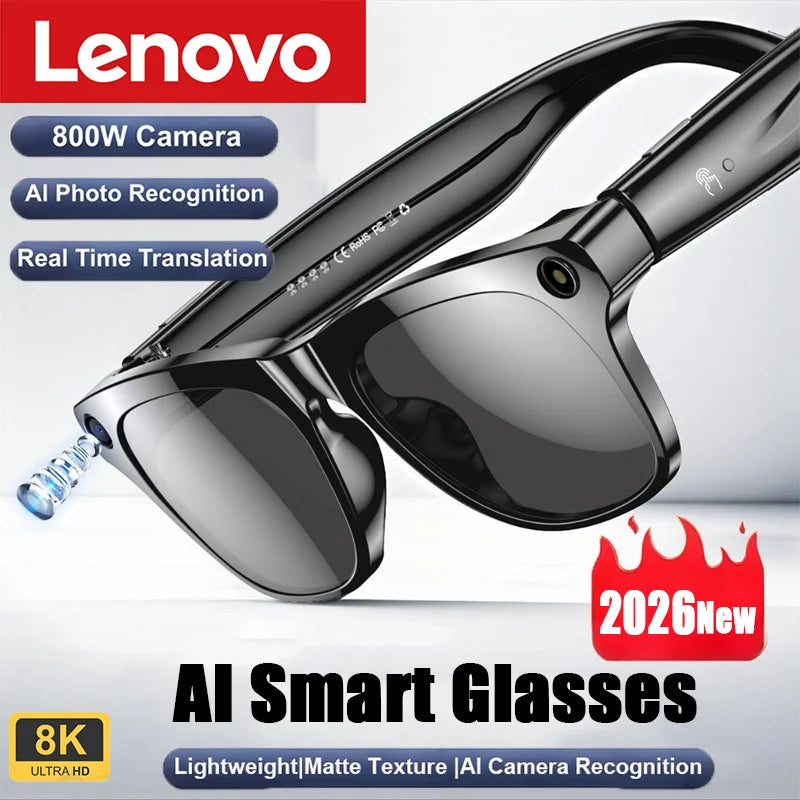 Lenovo Smart-Brille 100MP 8K HD – ChatGPT, 260mAh Akku, Bluetooth & KI-Sprachassistent